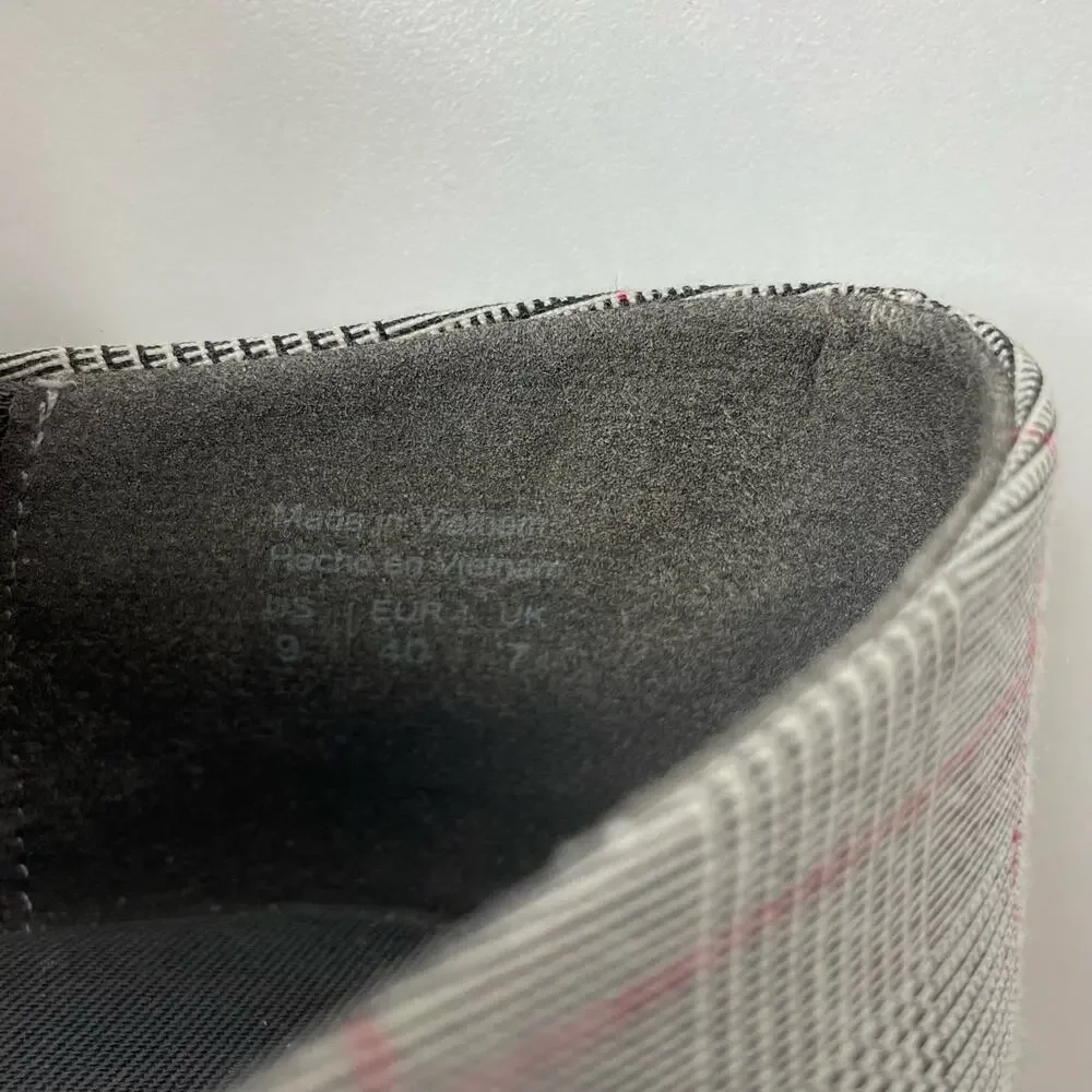 Marks Spencer Flat Ballet Slip On Pointed‎ Toe Shoe Plaid Gray 9 Academia Career